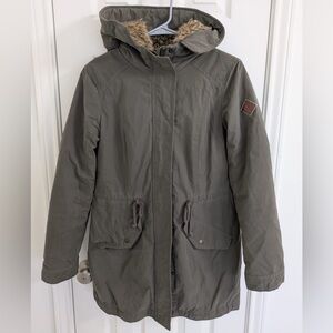 Hollister Women's Olive Utility Jacket with Fur Hood